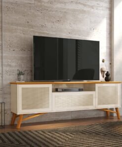 Rack até 75" Darín Off White/Cedro Natural - EDN MÓVEIS