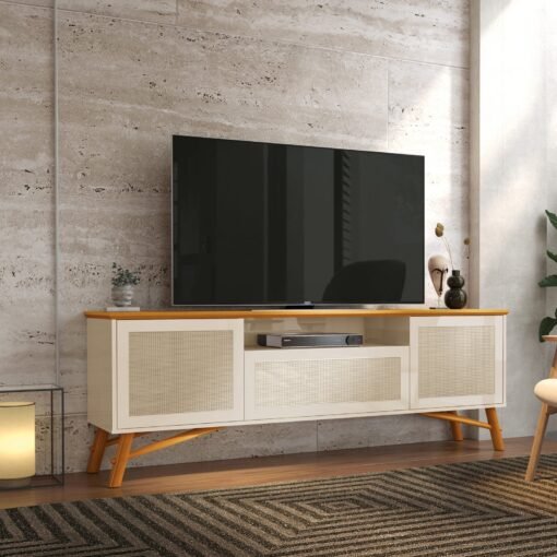 Rack até 75" Darín Off White/Cedro Natural - EDN MÓVEIS