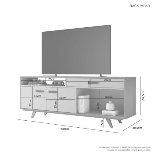 Rack até 65" Ímpar Cinamono/Off White - JCM MOVELARIA - Imagem 4