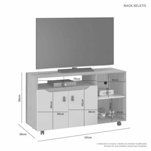 Rack até 49" Seleto Cinamono/Off White - JCM MOVELARIA - Imagem 4