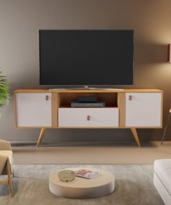 Rack até 70" Sublime Cinamono/Off White - JCM MOVELARIA