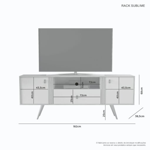 Rack até 70" Sublime Cinamono/Off White - JCM MOVELARIA - Imagem 4