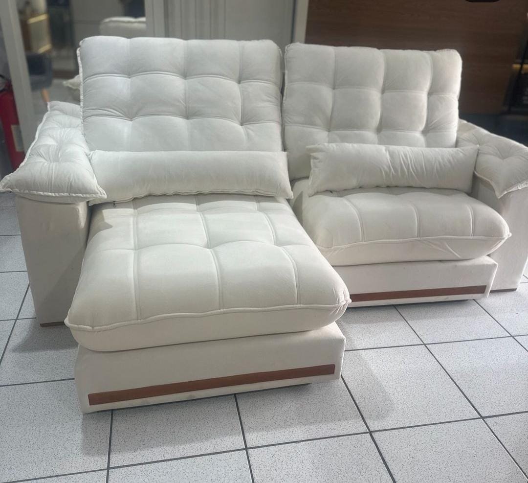 Sofá Retrátil e Reclinável Hércules/Zurique 2,90 m Veludo Marfim - VICAM ESTOFADOS - Imagem 3