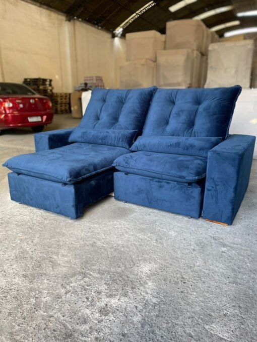 Sofá Retrátil e Reclinável Malu 2,10 m Azul - D'VITRINE ESTOFADOS - Imagem 2