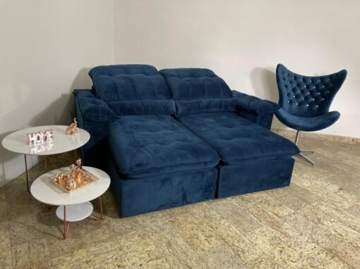 Sofá Retrátil e Reclinável Imperial 2,30 m Azul – IMPÉRIO ESTOFADOS - Imagem 4