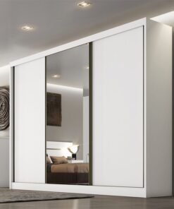 Guarda-Roupa Casal 3 Pts 8 Gav. Sollo Plus c/1Espelho MDF Branco Larg. 2.73m Novo Horizonte