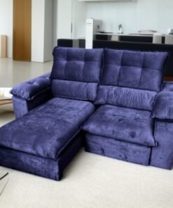 Sofá Retrátil e Reclinável Suíça 2,10 m  Azul - LEO DECOR