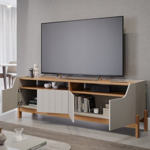 Bancada até 70" Moema Off White/Nature - PERMÓBILI - Imagem 2