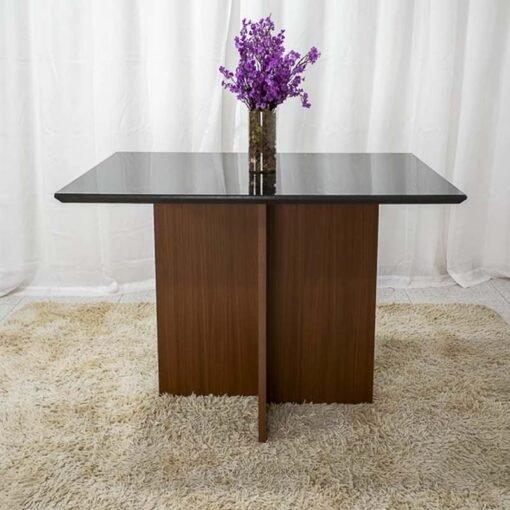 Mesa Jantar Helo 120×90 Tampo Grafite Vidro Preto Poliman