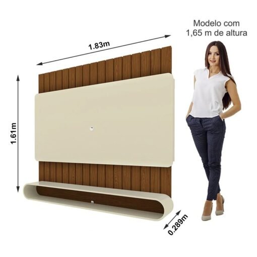Home Suspenso Prime Castanho/Off Ripado TV até 75 Polegadas Larg. 1.83m - Gelius - Imagem 4