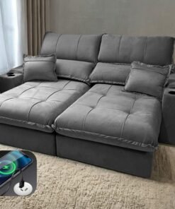 Sofá Retrátil e Reclinável Zeus/Afrodite 2,90 m Cinza - ZARAT ESTOFADOS
