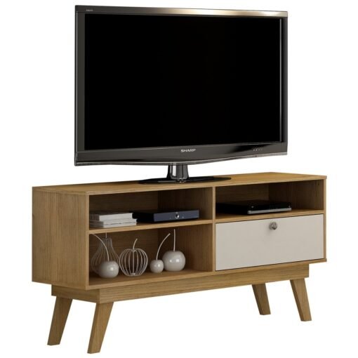 Rack até 50" Houston Cinamono/Off White - VALDEMÓVEIS - Imagem 2