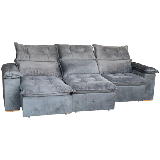 Sofá Retrátil e Reclinável Imperial 2,75 m Veludo Jolie Cinza 08 – IMPERIAL DECOR - Imagem 2