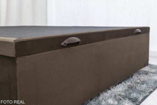 Base Box Baú Casal 138x188x42 Veludo Marrom Portobel - Imagem 4