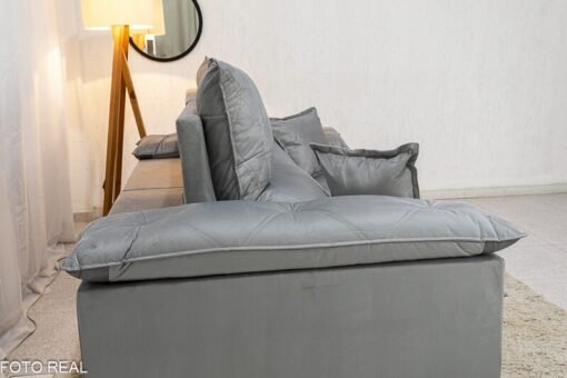Sofá Retrátil Reclinável Magnum Veludo Prata 823 Larg. 2.10m - Molas Ensacadas - Imagem 8