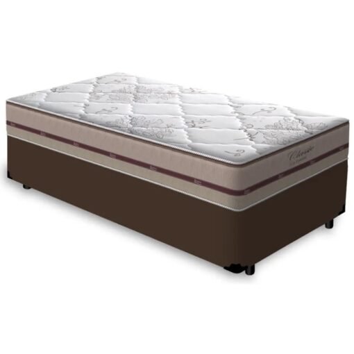 Colchão Solteiro Classic Ensacadas AG D70 + Base Box Simples Corino Marrom – ANJOS + ALTO NÍVEL CAMAS E COLCHÕES