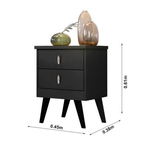 Mesa de Cabeceira Thor Preto 2 Gavetas Larg. 0.45m - Rud Rack - Imagem 2