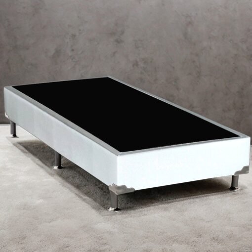 Base Box Solteiro Simples Corino Branco – ALTO NÍVEL CAMAS E COLCHÕES
