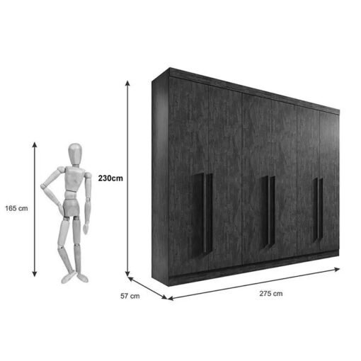 Roupeiro Casal Da Vinci Plus Branco 6 Portas 6 Gavetas 100% MDF Larg. 2.75m - D Doro - Imagem 4