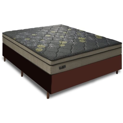 Colchão Casal D26 Vigo + Base Box Simples Corino Marrom – UMAFLEX + BIOSTAR