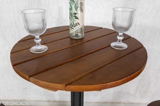 Mesa de Varanda Alta Goiás Tampo de Madeira 60X60 Redonda Teixeira - Imagem 2