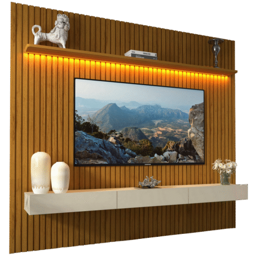 Home até 85" Nobre Ripado 230(Com Nicho) Naturale/Off White - GELIUS - Imagem 2