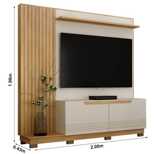 Home Santiago Off/Cinamomo Ripado TV até 80 Polegadas Larg. 2.00m - Valdemoveis - Imagem 2
