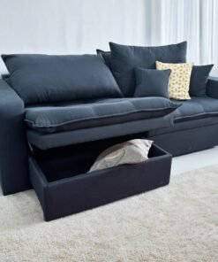 Sofá Retrátil Baú Versate 2,40 m Linho Azul - ARJAN DECOR