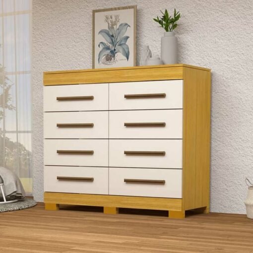 Cômoda Nalu Nature/Off  8 Gavetas 100% MDF Larg. 1.11m - ACP