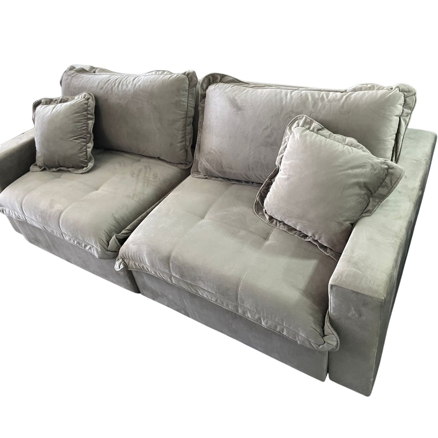 Sofá Retrátil S-100 2,30 m Veludo Capuccino 1192 – SUPREMA ESTOFADOS - Imagem 2