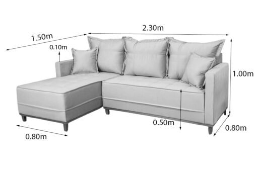 Sofá 3 Lug. Com Chaise Lado Direito Milão Larg. 2.30m Linho Cinza 1008 - Molas Ensacadas - Imagem 6