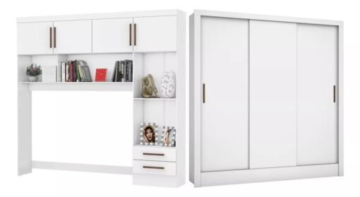 Modulado 4 Portas + Guarda-Roupa 3 Portas Dubai/Santiago Branco – CARIOCA MÓVEIS - Imagem 7