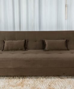 Sofá 4 lugares e Sofá Cama Casal Arpoador Veludo Marrom