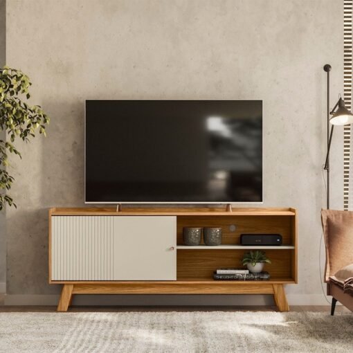 Rack até 65" Aurum Nature/Off White - LINEA BRASIL
