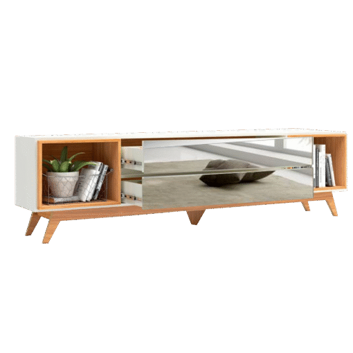 Rack até 60" Anita R422 Off White/Freijó - DALLA COSTA - Imagem 3