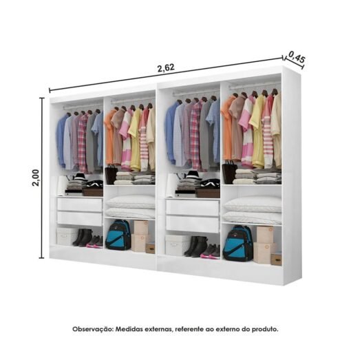 Closet 4 Portas Santiago Plus Branco - CARIOCA MÓVEIS - Imagem 3