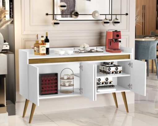 Buffet 4 Portas Gold Branco/Mel/Branco – MÓVEIS PRIMUS - Imagem 3