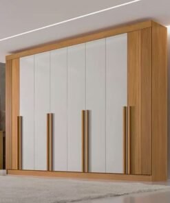 Roupeiro Casal Daymond Cinamomo/Off 8 Portas 8 Gavetas Detalhe Ripado 100% MDF Larg. 2.75m - D' Doro