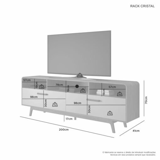 Rack até 70″ Cristal Cinamono/Off White – JCM MOVELARIA - Imagem 4