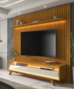 Painel até 75" Nobre 185 Naturale + Rack Requinte 172 Naturale/Off White - GELIUS