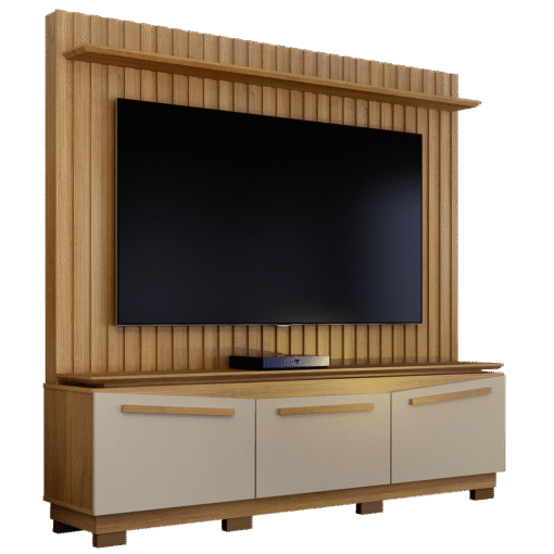 Home Theater até 75" Montreal Cinamono/Off White - VALDEMÓVEIS - Imagem 2