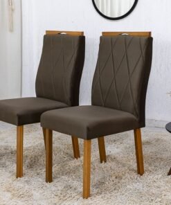 2 Cadeiras Lisboa Veludo Marrom 509 Madeira Maciça Art Assento - Entregue Montada