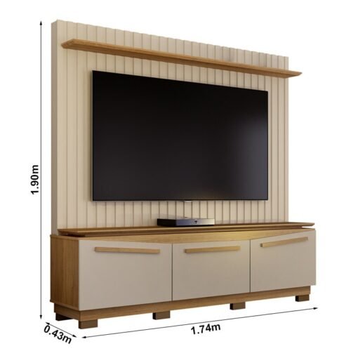 Home Montreal Off/Cinamomo Painel Ripado TV até 75 Polegadas Larg. 1.74m - Valdemoveis - Imagem 2