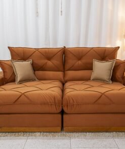 Sofá Retrátil Reclinável 2.30m Gran Bello  (BARUC)  Veludo Terracota - D33 e Molas Ensacadas