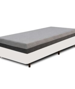 Colchão Solteiro D28/D40 Fit Visco + Base Box Simples Corino Branco – UMAFLEX + BIOSTAR