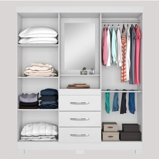 Guarda-Roupa Solteiro 4 portas NT 5015 Branco/Rosa Flex Com Pés Notável - Imagem 2