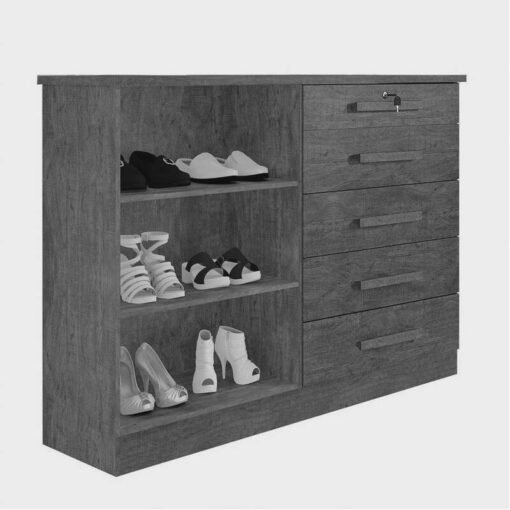 Cômoda New Athos Branco 5 Gavetas e Sapateira Larg. 1.36m - D Doro - Imagem 2