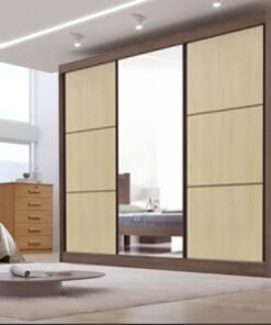 Roupeiro Casal Cristal Castanho/Linho 3 Portas 6 Gavetas 100% MDF Portas Flex Larg. 2.42m - D Doro
