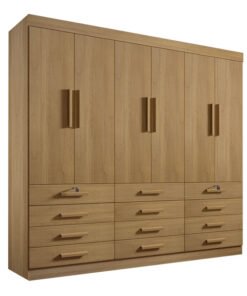Guarda-Roupa Casal Mônaco 6 Portas 12 Gavetas Cinamomo Larg. 2.40m D Doro