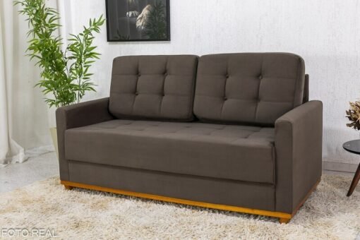 Sofá 3 lugares Living Áustria Veludo Marrom A17 Larg. 1.70m